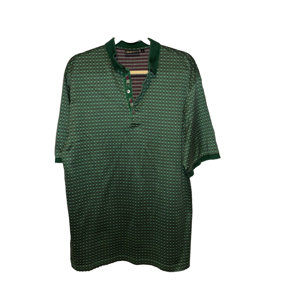 Mens Golf Polo Shirt Sz L Outdoors Casual 100% Cotton Made in Italy bobby jones